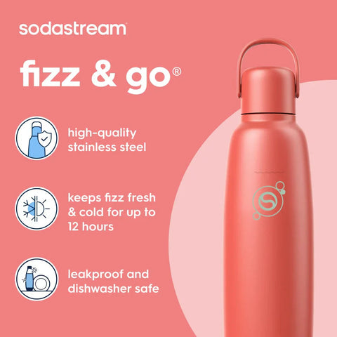 Sodastream Fizz & Go™ Insulated Stainless Steel Carbonating Bottle Papaya 30.4 oz